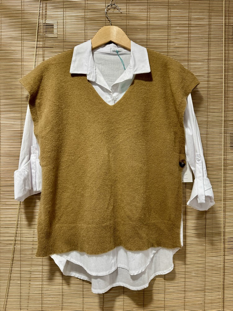 Pull débardeur camel