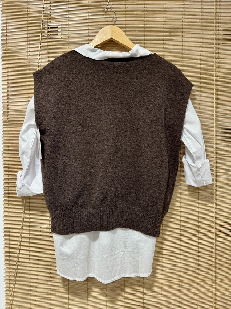 Pull débardeur LANA marron