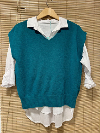 Pull débardeur LANA bleu canard