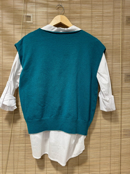 Pull débardeur LANA bleu canard