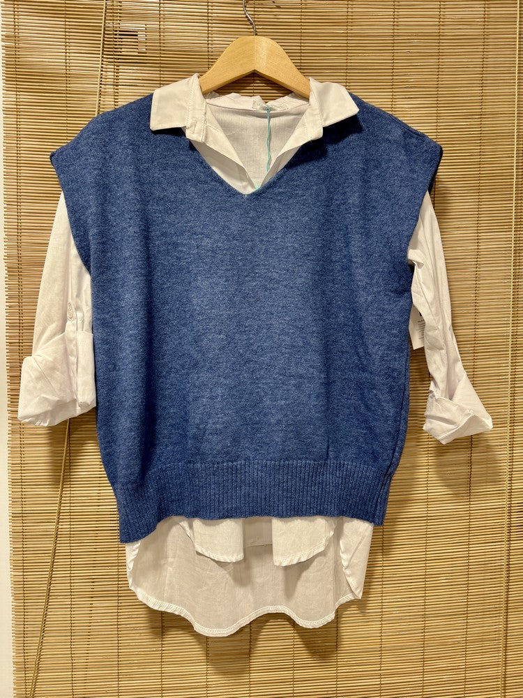 Pull débardeur LANA bleu jean