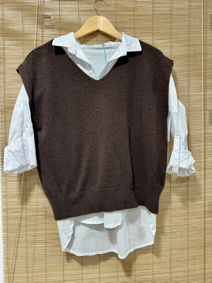 Pull débardeur LANA marron