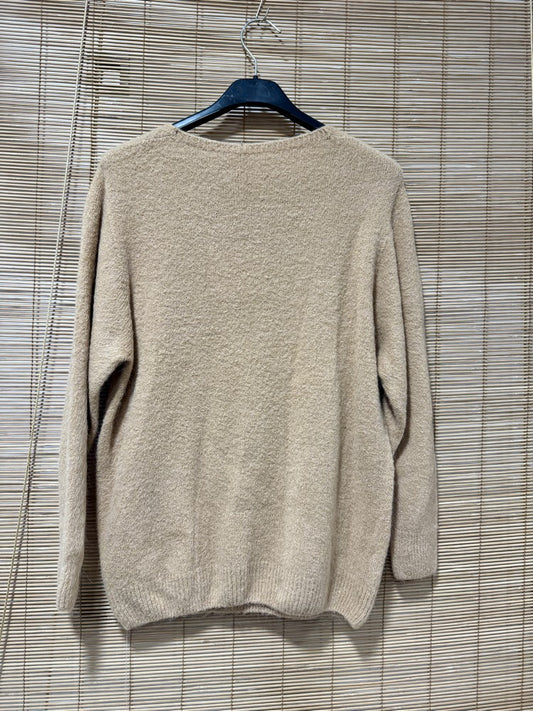 Pull col V CAMILLE camel (alpaga)