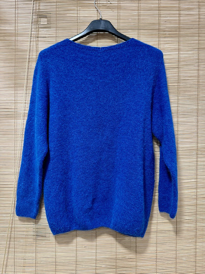 Pull col V CAMILLE bleu roi (alpaga)