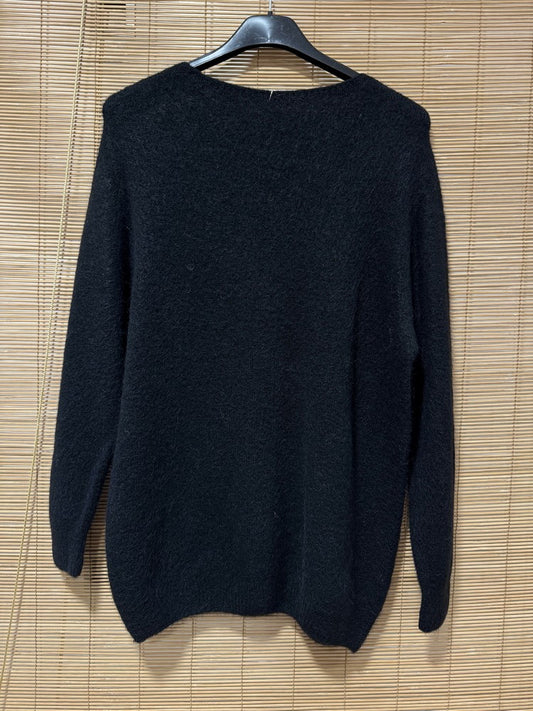 Pull col V CAMILLE noir (alpaga)