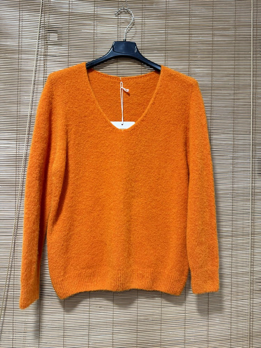 Pull col V CAMILLE orange (alpaga)