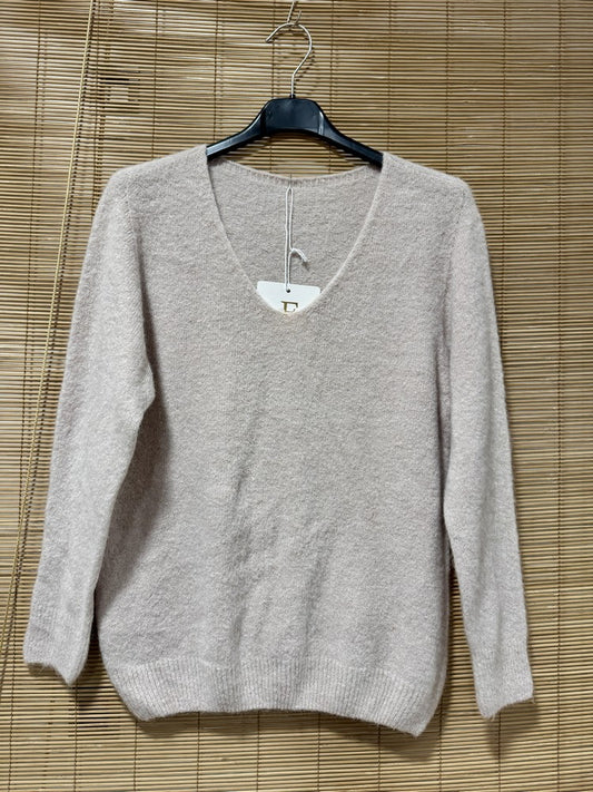 Pull col V CAMILLE sable (alpaga)