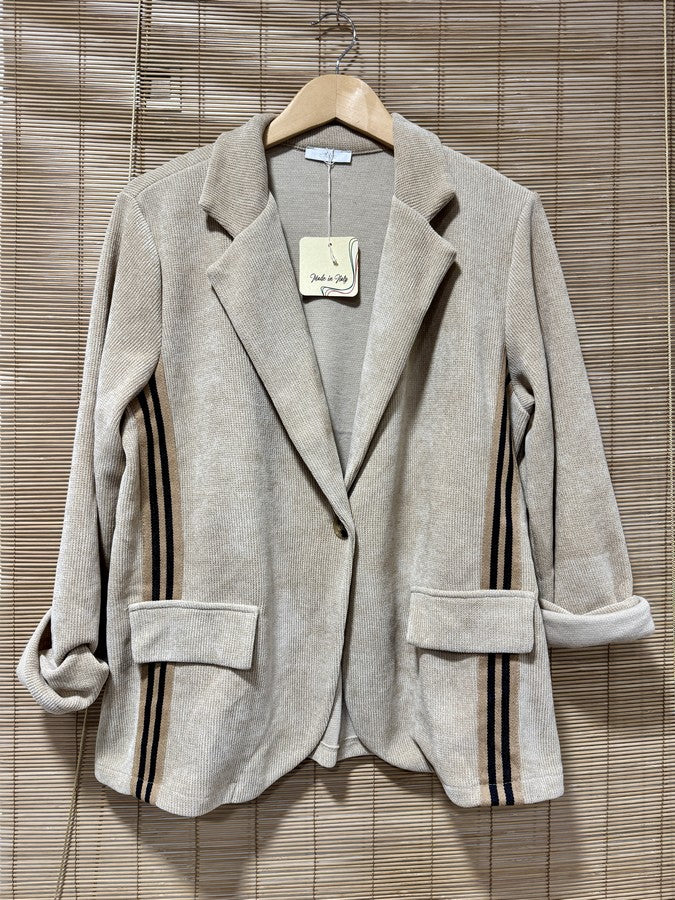 Blazer velours lurex beige