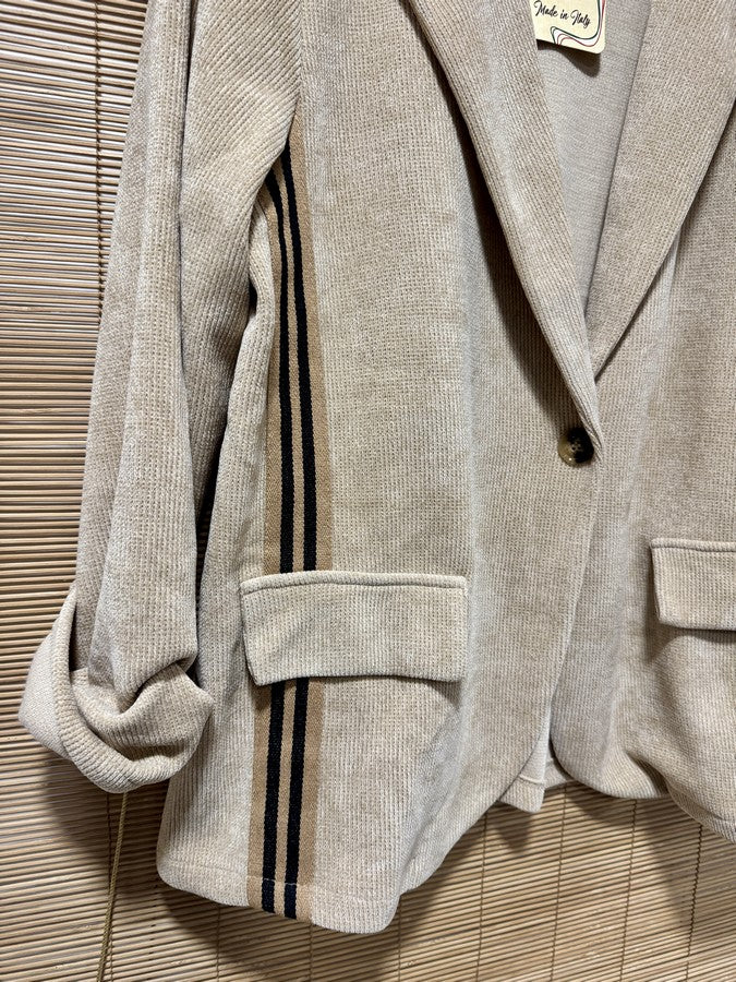 Blazer velours lurex beige