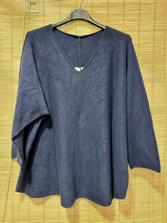 Pull chauve-souris bleu jean