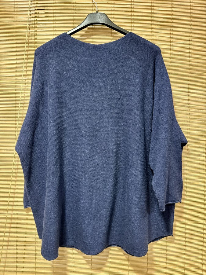 Pull chauve-souris bleu jean