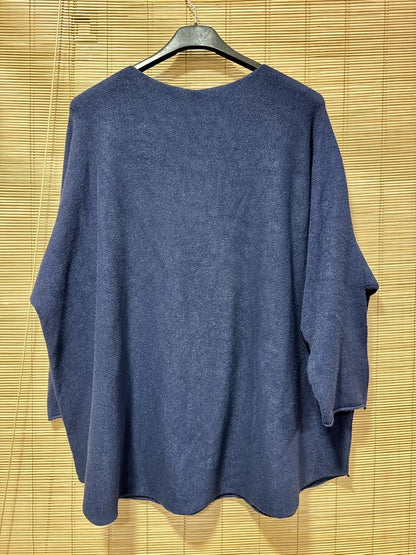 Pull chauve-souris bleu jean