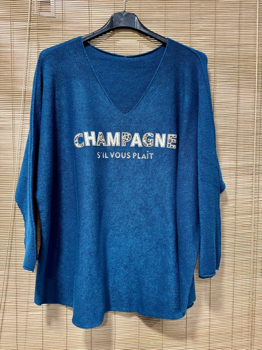 Pull chauve-souris CHAMPAGNE bleu roi (Copie)