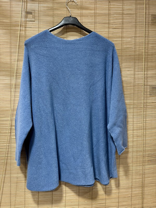 Pull chauve-souris CHAMPAGNE bleu jean