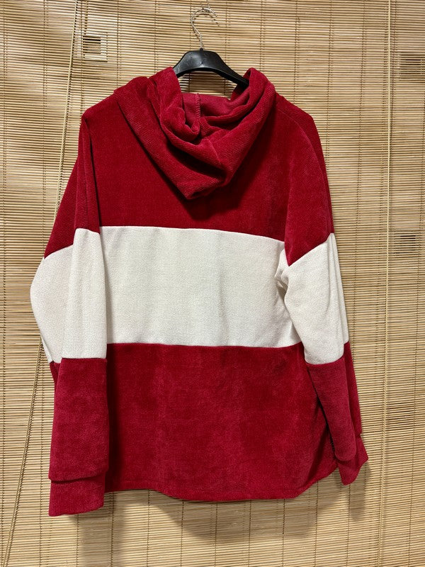 Veste velours zippé oversize rouge