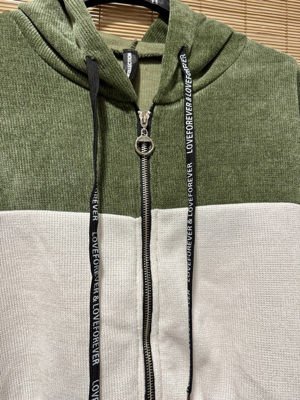 Veste velours zippé oversize kaki