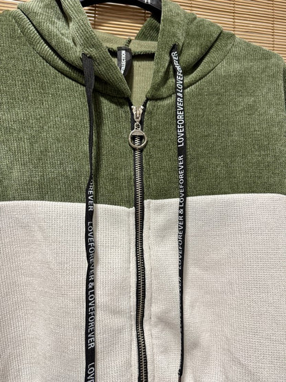 Veste velours zippé oversize kaki