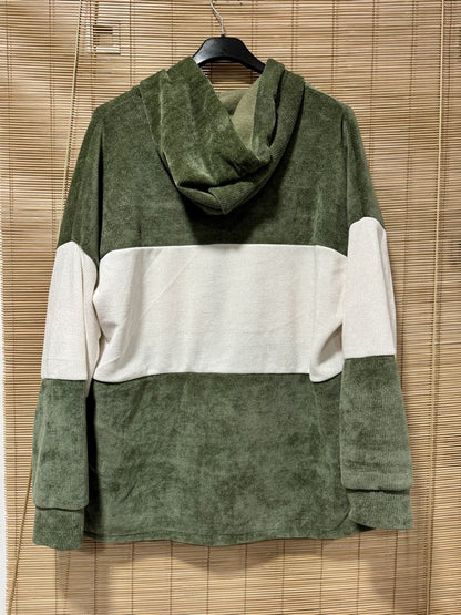 Veste velours zippé oversize kaki