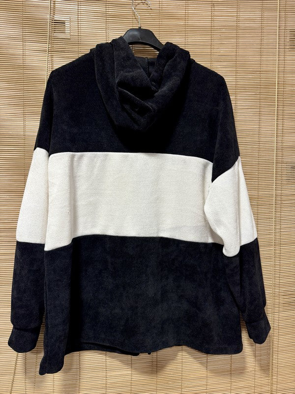 Veste velours zippé oversize noir