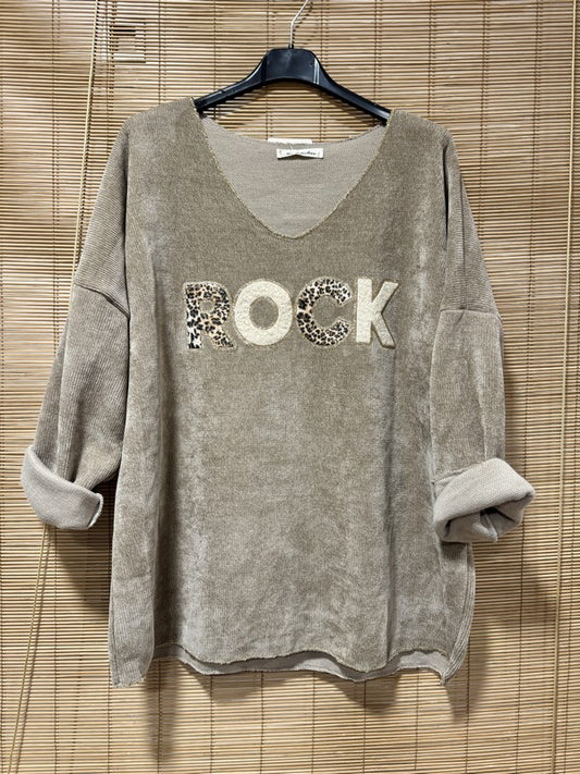 Pull fin velours ROCK taupe