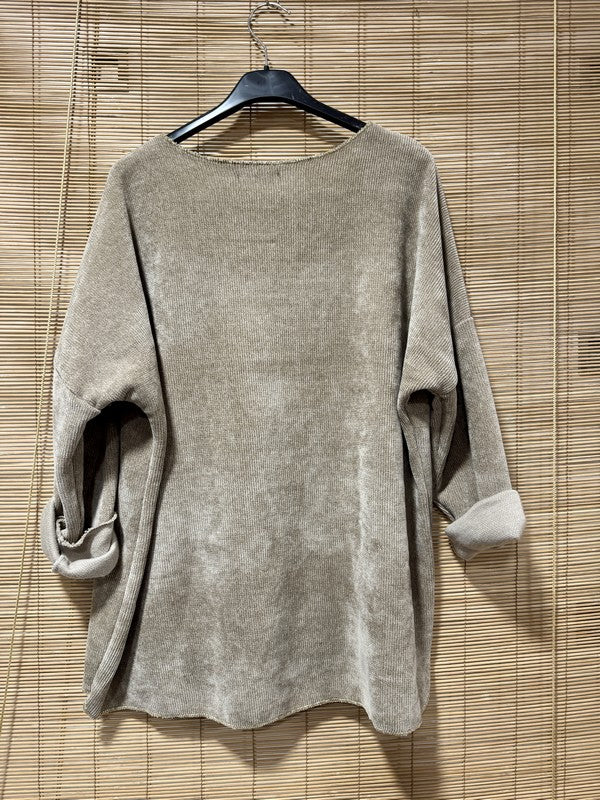 Pull fin velours ROCK taupe