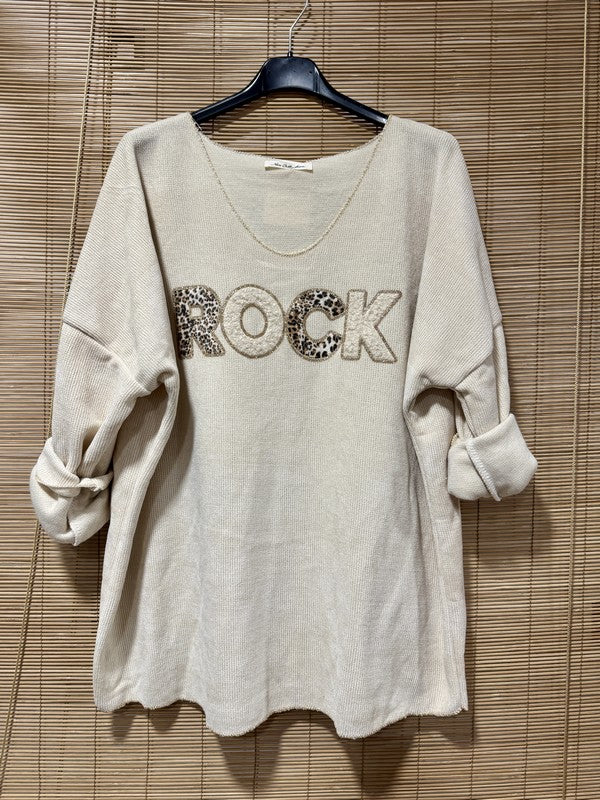 Pull fin velours ROCK beige