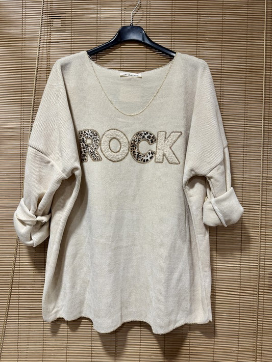 Pull fin velours ROCK beige