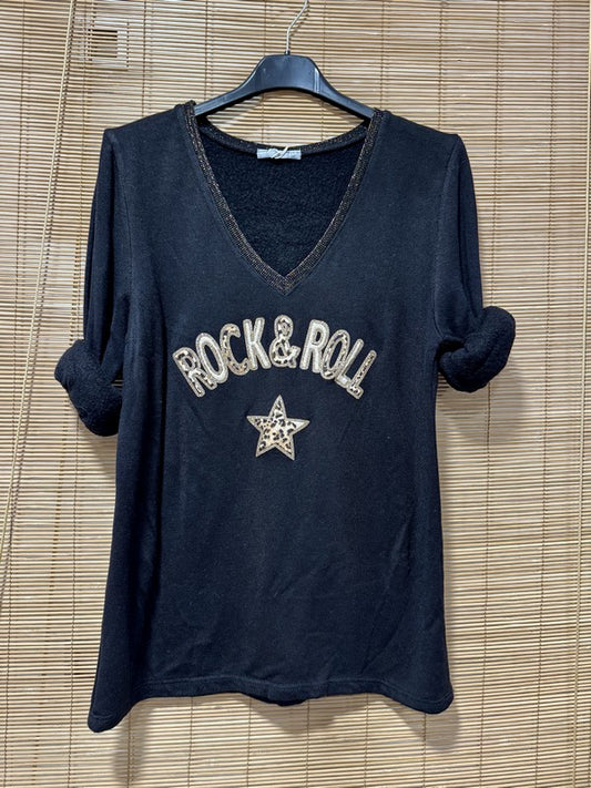 Pull fin intérieur molletonné Rock'n'Roll noir