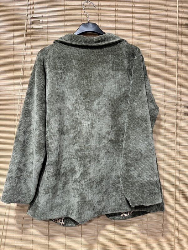 Blazer velours fond léopard kaki