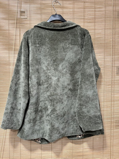 Blazer velours fond léopard kaki