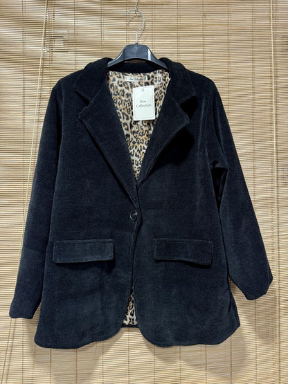 Blazer velours fond léopard noir