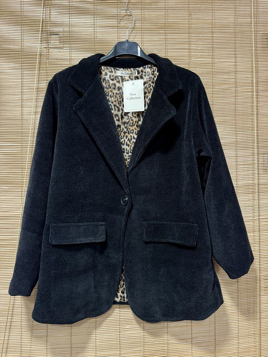 Blazer velours fond léopard noir