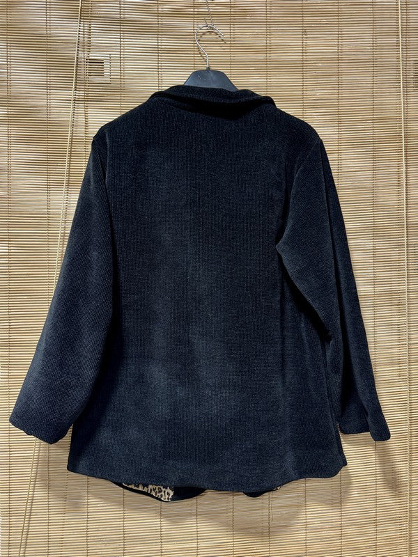 Blazer velours fond léopard noir