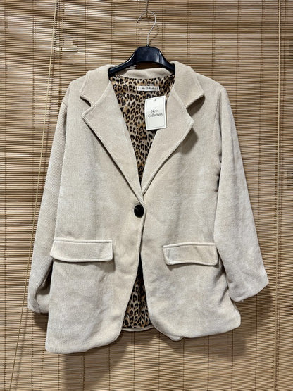 Blazer velours fond léopard beige
