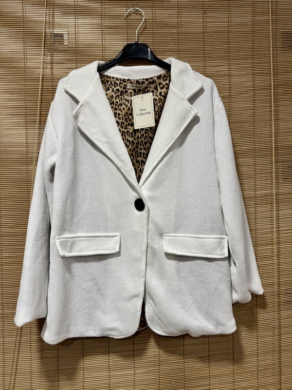 Blazer velours fond léopard blanc