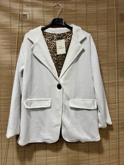 Blazer velours fond léopard blanc