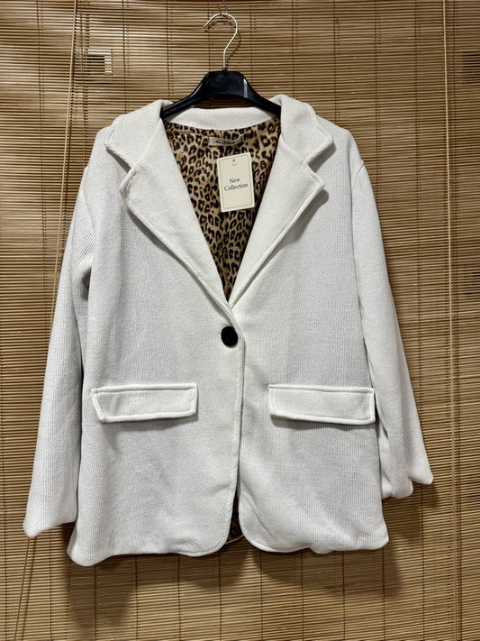 Blazer velours fond léopard blanc