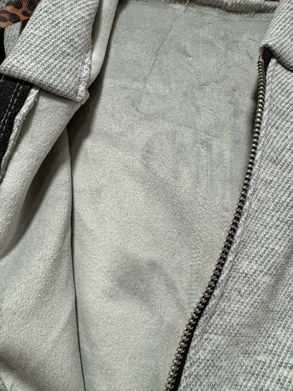Blouson à capuche velours gris