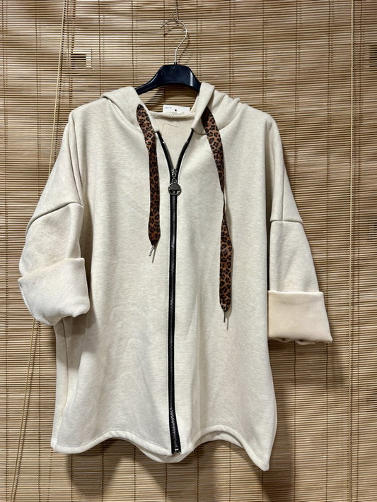 Blouson à capuche velours beige