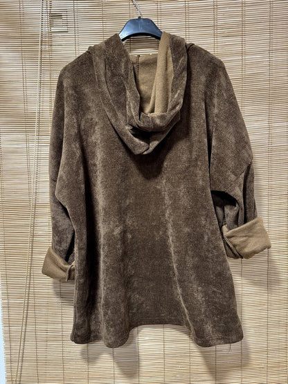 Sweat à capuche en velours marron