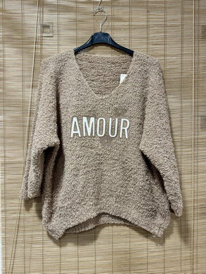 Pull doudou AMOUR camel