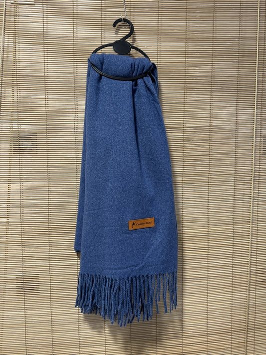 Echarpe laine/cachemire bleu jean
