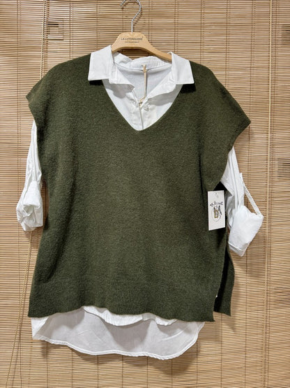 Pull débardeur kaki