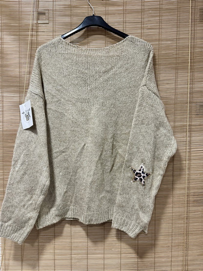 Pull col V étoiles léo ficelle