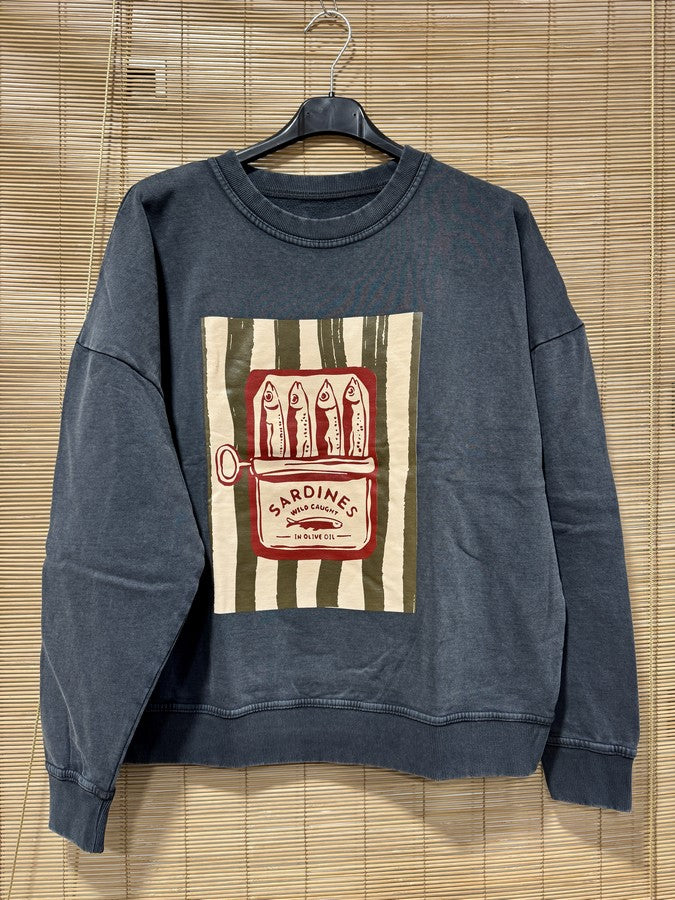Sweat anthracite Sardines marron