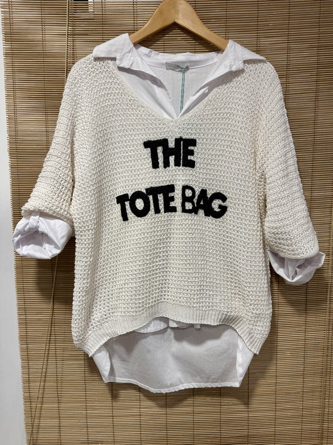Pull ajouré The Tote Bag écru