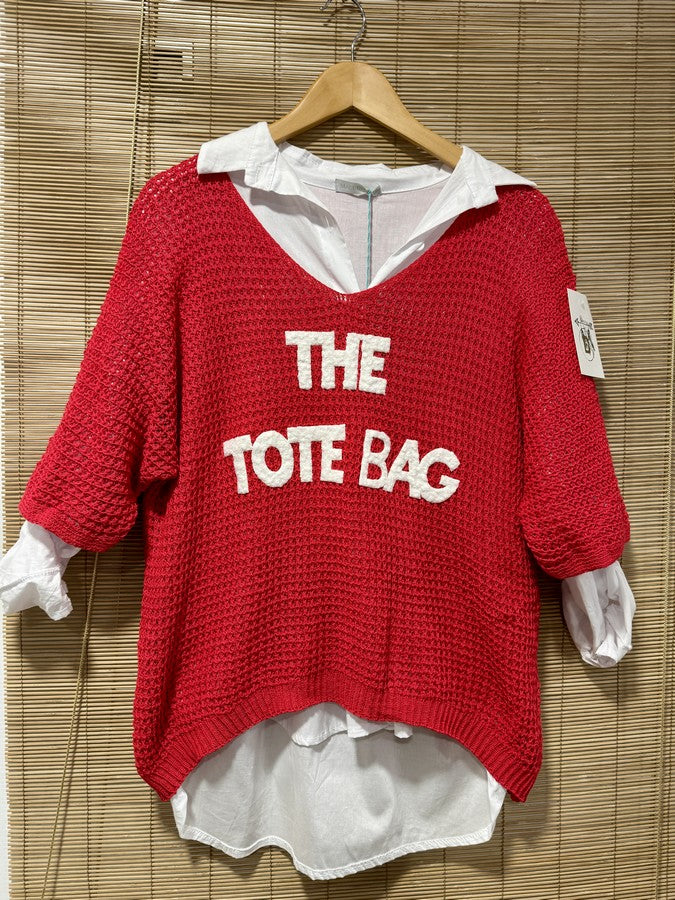 Pull ajouré The Tote Bag rouge
