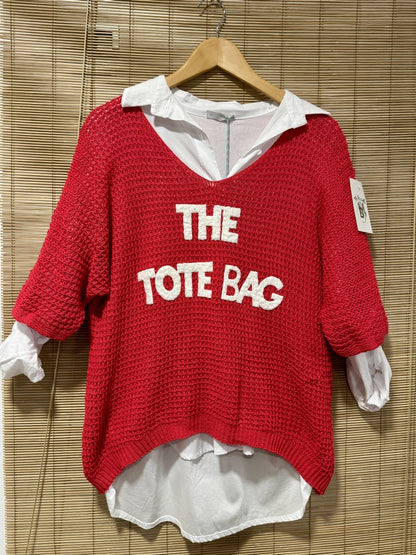 Pull ajouré The Tote Bag rouge