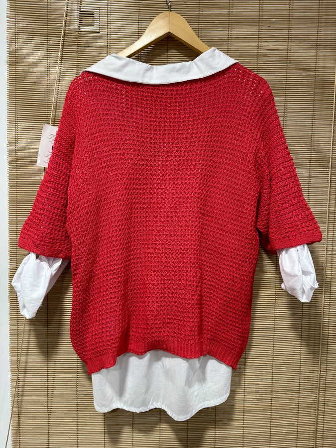 Pull ajouré The Tote Bag rouge