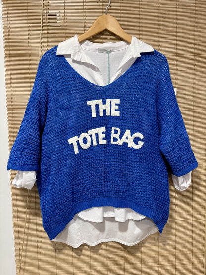Pull ajouré The Tote Bag bleu roi